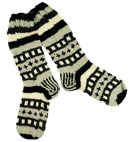 Guru-Shop Handgestrickte Schafwollsocken, Nepal Socken 42-44, Herren/Damen, Braun, Wolle, Size:One Size, Socken & Beinstulpen