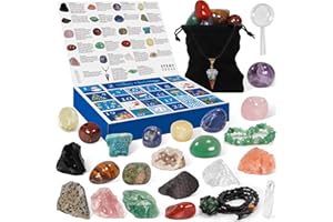 Pukamam Crystal Advent Calendar 2025 Rock Minerals & Fossils Collection 24 Day Christmas Countdown Calendars for Kids Adult