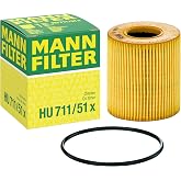 Mann Filter HU 711/51 x Cartridge Oil Filter Replacement Compatible With MINI (USA) Mini Cooper (2007-2015), Cooper Clubman (2008-2013), Cooper Clubman JCW (2009-2014), Cooper Clubman S (2008-2014)
