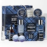PEARLWORLD Bath Set with Ocean Scented Spa Gifts for Men, Christmas Birthday Self Skin Care Set for Men, Spa Gift Baskets for Him, 12Pcs Men's Spa Kit Gifts for Bath Spa