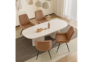 Daluvenix Dining Chairs Set of 4, Mid Century Modern Kitchen Chairs with Soft Cushion, Comfortable Upholstered Fabric Dining Room Chairs for Kitchen, Brown