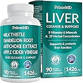 32-in-1 Liver Support with Milk Thistle Supplement – Liver Detox with Silymarin, Artichoke Extract & Beetroot Powder – Comprehensive Wellness Formula for Liver Cleanse – 1426mg (90 count) (Pack of 1)