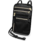 HERO Neck Wallet, RFID Blocking Vegan Leather Passport Holder & Pouch (Black)