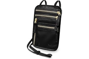 HERO TRAVEL SUPPLY HERO Neck Wallet, RFID Blocking Vegan Leather Passport Holder & Pouch (Black)