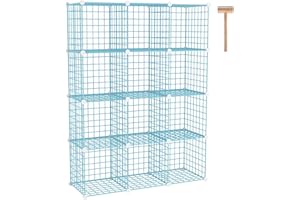 C&AHOME Wire Cube Storage, 12 - Cube Organizer Metal C Grids, Modular Shelves Units, Closet Organizer, Ideal for Home, Office