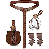 6Pcs Renaissance Belt Pouch,Medieval Viking Belt with Skirt Hikes,Potion Bottles for Men Women,Halloween Costume Accessories