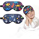 BeeVines Kids 100% Real Silk Sleep Mask, Boys Blackout Eye Masks (2 Pack) | Natural Pure Mulberry Silk Eye Shade, Eye Cover for Sleeping, with Adjustable Strap, Reduces Puffy Eyes, Traveling Gifts