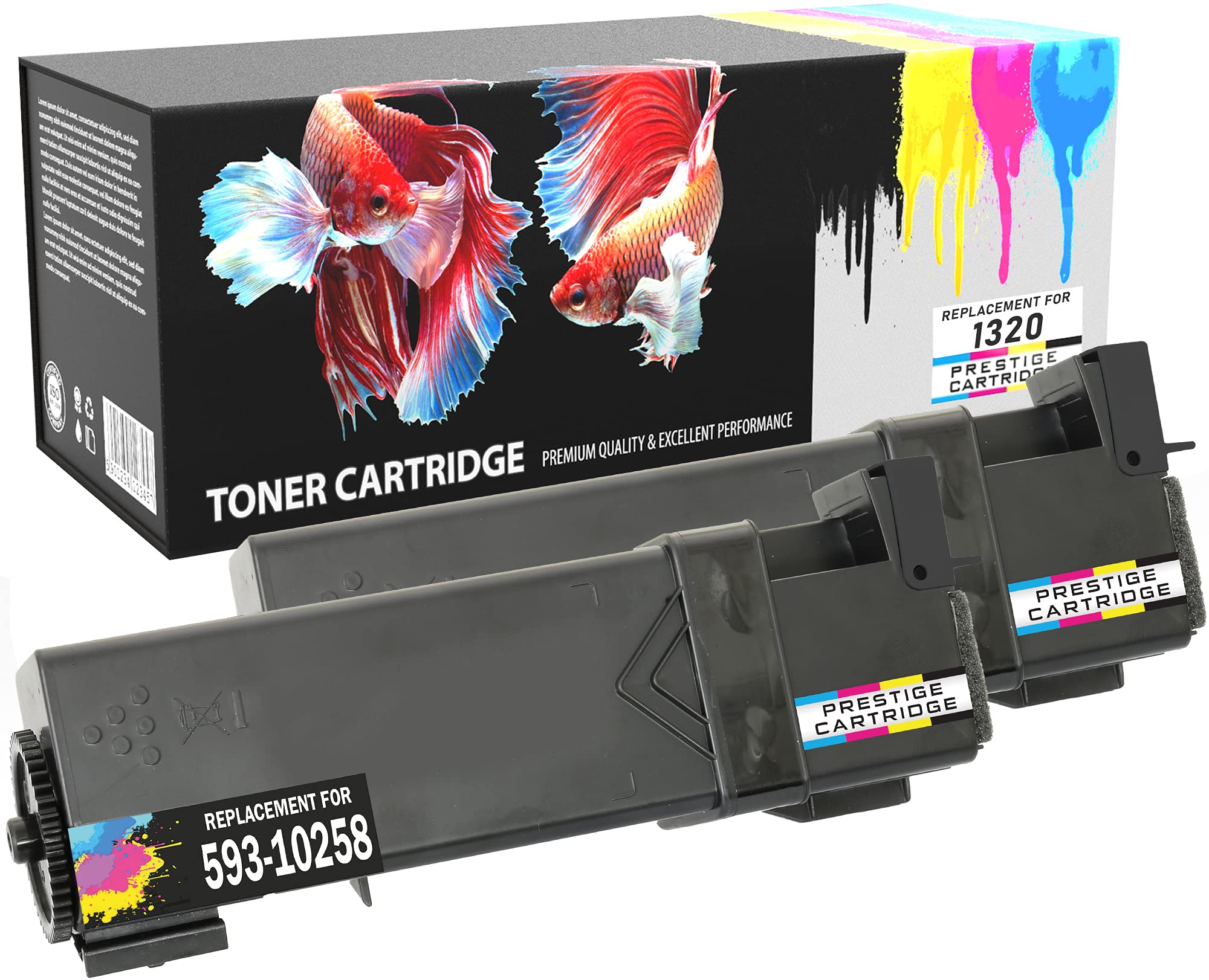 Prestige Cartridge 1320 Toner Cartridge for Dell 1320/1320c/1320cn - Black (Pack of 2)