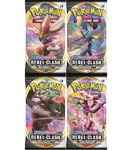 Pokemon TCG: Sword and Sheid Rebel Clash 4x Booster Packs : Toys & Games