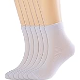 Arukora Women Ankle Thin Socks 6 Pairs Size 5-8 9-11, Mesh Breathable Crew Sock White Black Gray Beige