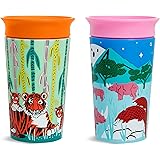 Munchkin Miracle 360 Wildlove Sippy Cup, 9 Oz, 2 Pack, Tiger/Rhino