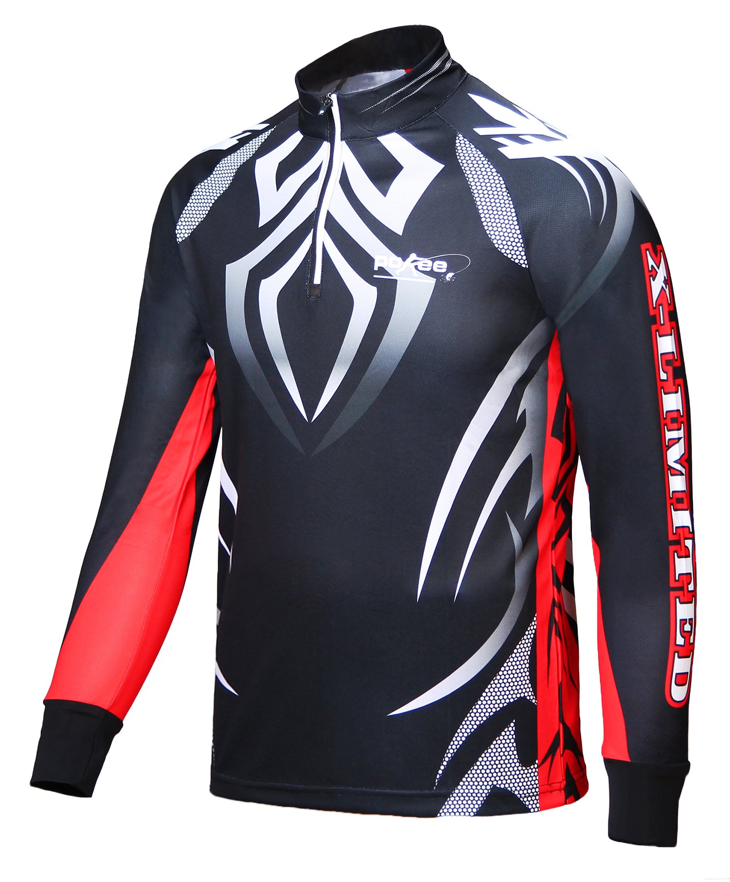 POKEE Men\'s Anti UV Sun Protection Shirts Zipper Stand Collar Fishing Wear Outdoor