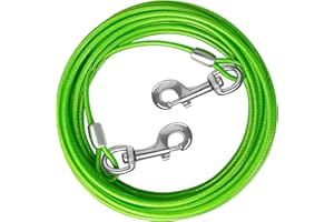 HaiYUAN Dog Tie Out Cable 10/15/20/25/30 FT Dog Runner for Yard Steel Wire Dog Cable with Durable Superior Clips Green Dog Chains for Outside Dog Lead for Large Dogs Up to 165 lbs