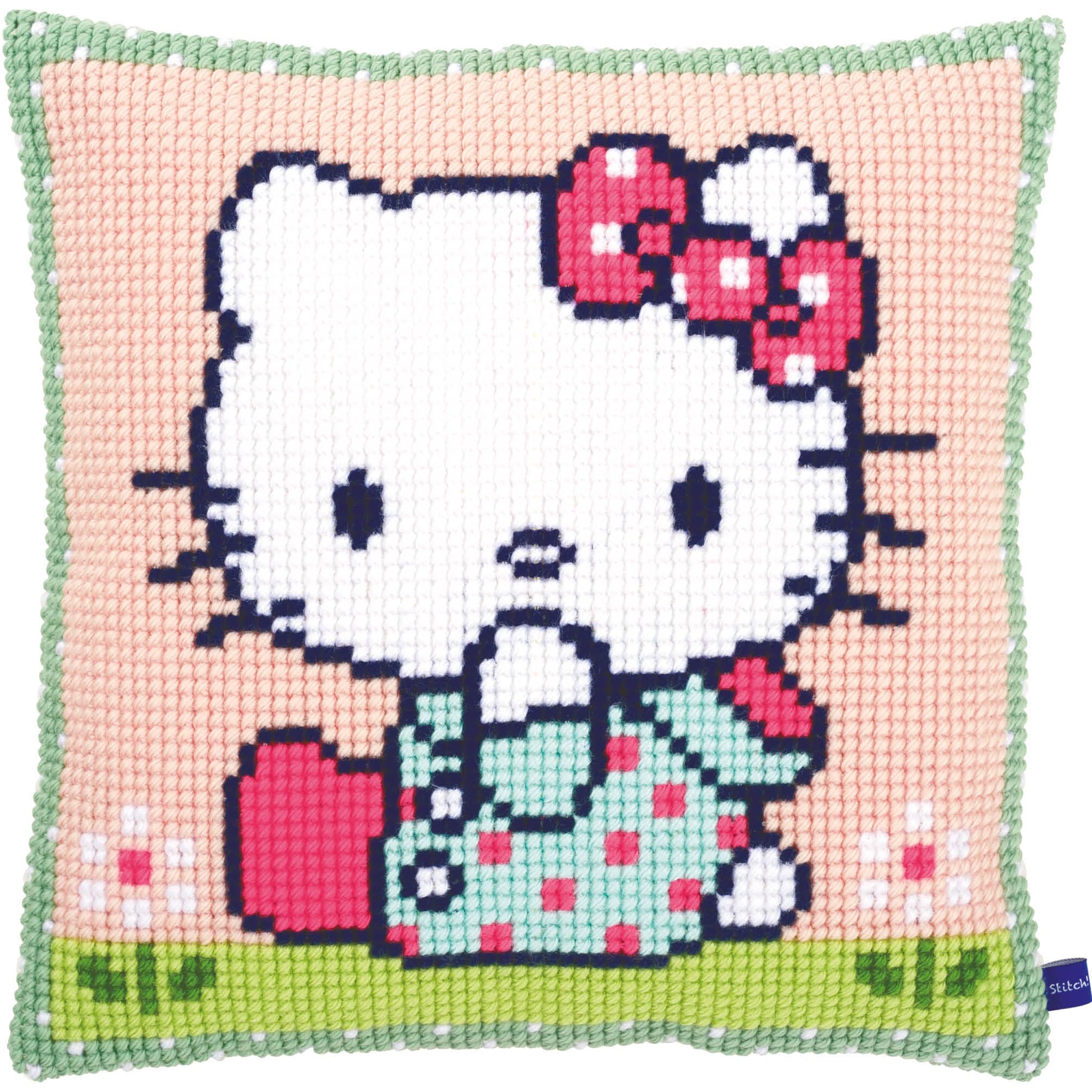 Vervaco Cross Stitch Kit: Cushion: Hello Kitty: On The Lawn, Other, NA, 40 x 40cm