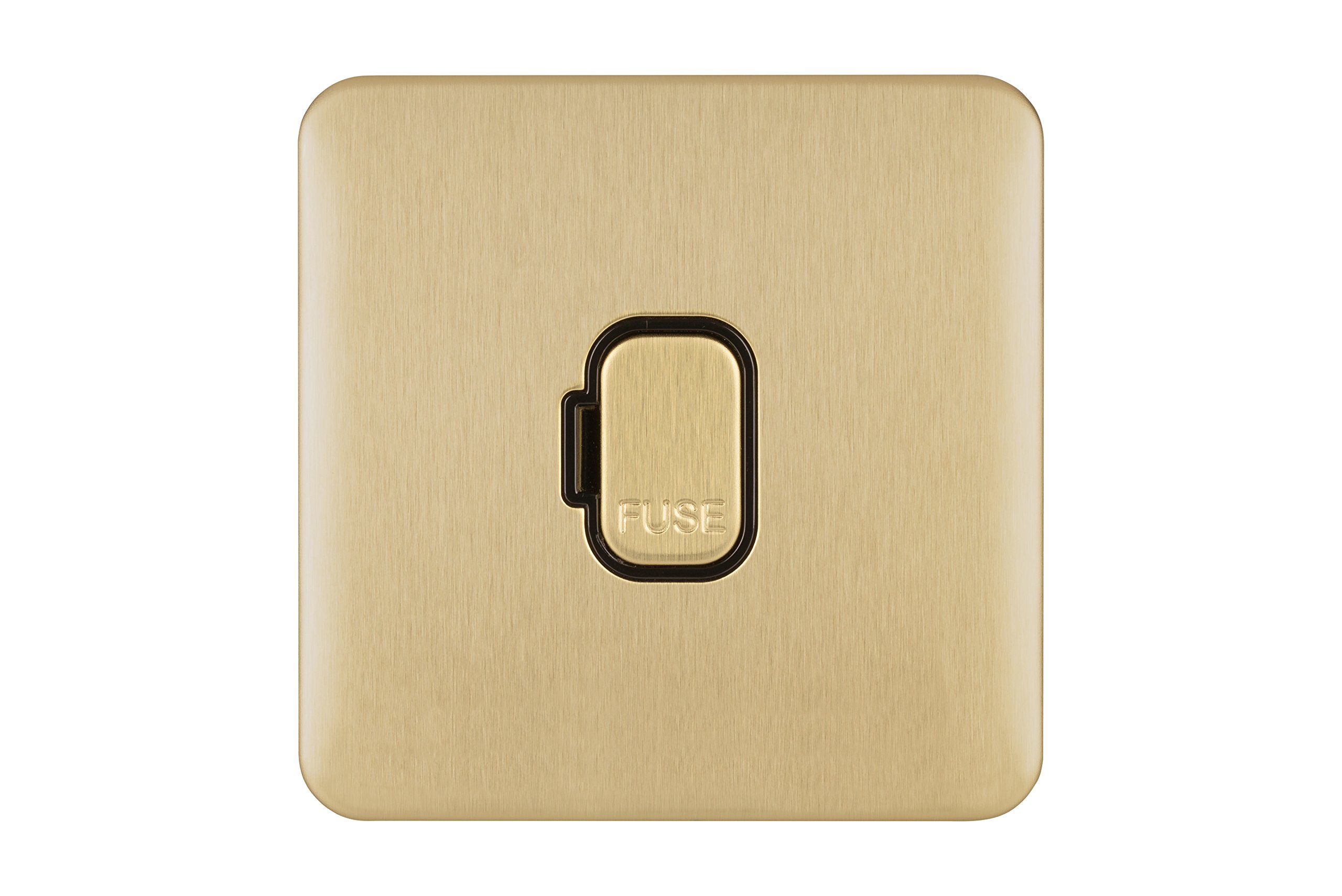 Schneider Electric Lisse Screwless Deco - Unswitched Single Fused Connection Unit, 13A, GGBL5000BSB, Satin Brass with Black Insert