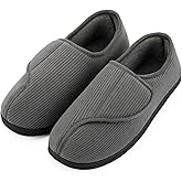 LongBay Men's Memory Foam Diabetic Slippers Comfy Warm Plush Fleece Arthritis Edema Swollen House Shoes