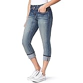 WallFlower Luscious Curvy 23.5” Mid-Rise Cropped Jeans for Women, Insta Stretch Denim Juniors Jeans