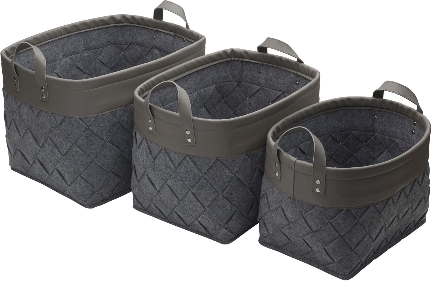Elements Nested Felt Baskets, Set of 3, Charcoal Home