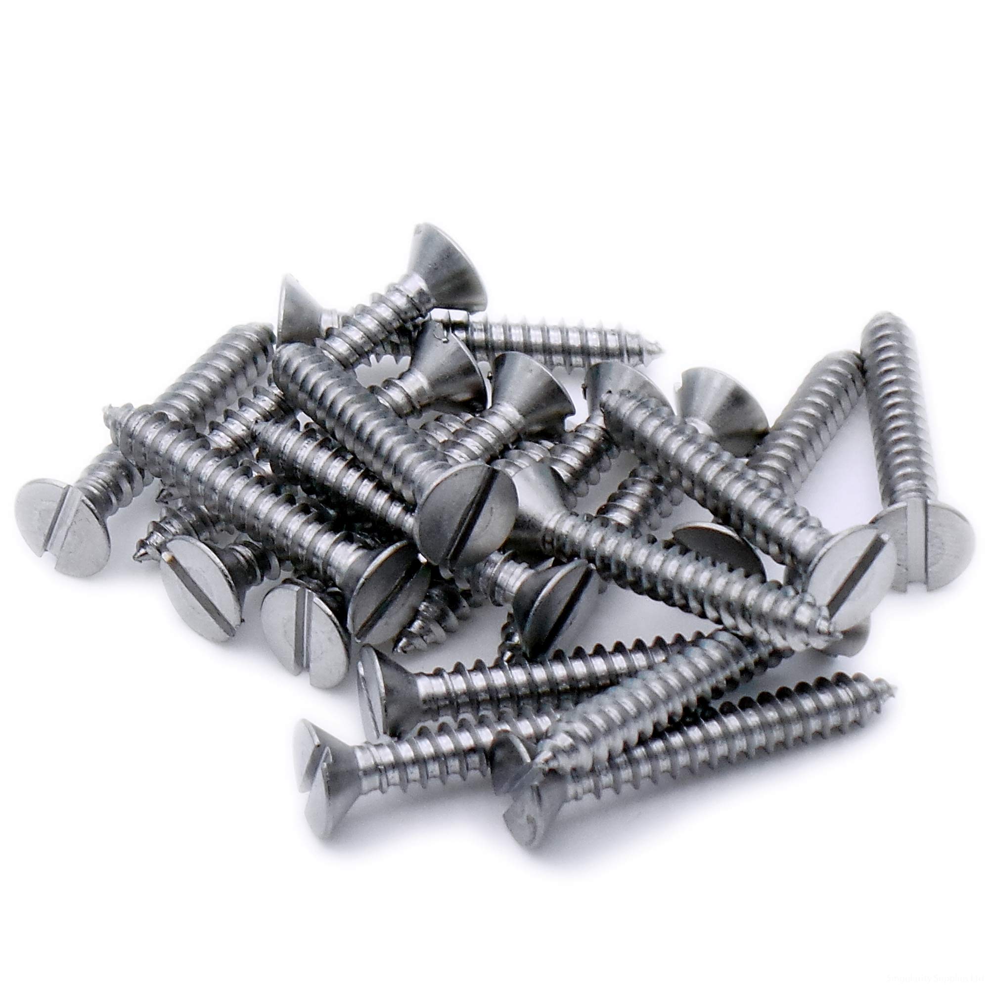No.10 x 3 (4.8mm x 80mm) Slot Countersunk Self-Tapping Screw - Stainless Steel (A2) (Pack of 20)