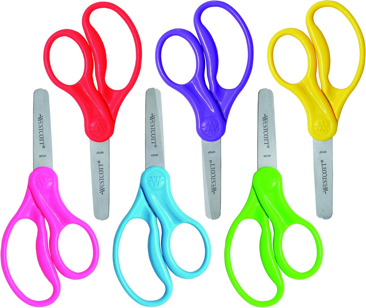 Westcott School Left and Right Handed Kids 5” Scissors, Blunt, 6 Pack (16454) : Office Products