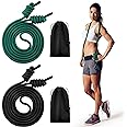 Lewtemi 2 Pcs Flow Exercise Rope for Fitness Flow Double Braid Workout Rope with Cloth Bags Adjustable Length Jump for Working out Men Women Gym Training Indoor Outdoor, 9 ft