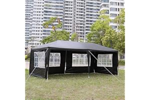 GAINVIEYEE 10'x20' Party Tent Outdoor Wedding Event Tents with 6 Removable Sidewalls, Heavy Duty Gazebo, Large Canopy Waterproof for Parties Patio Birthday All Season Black