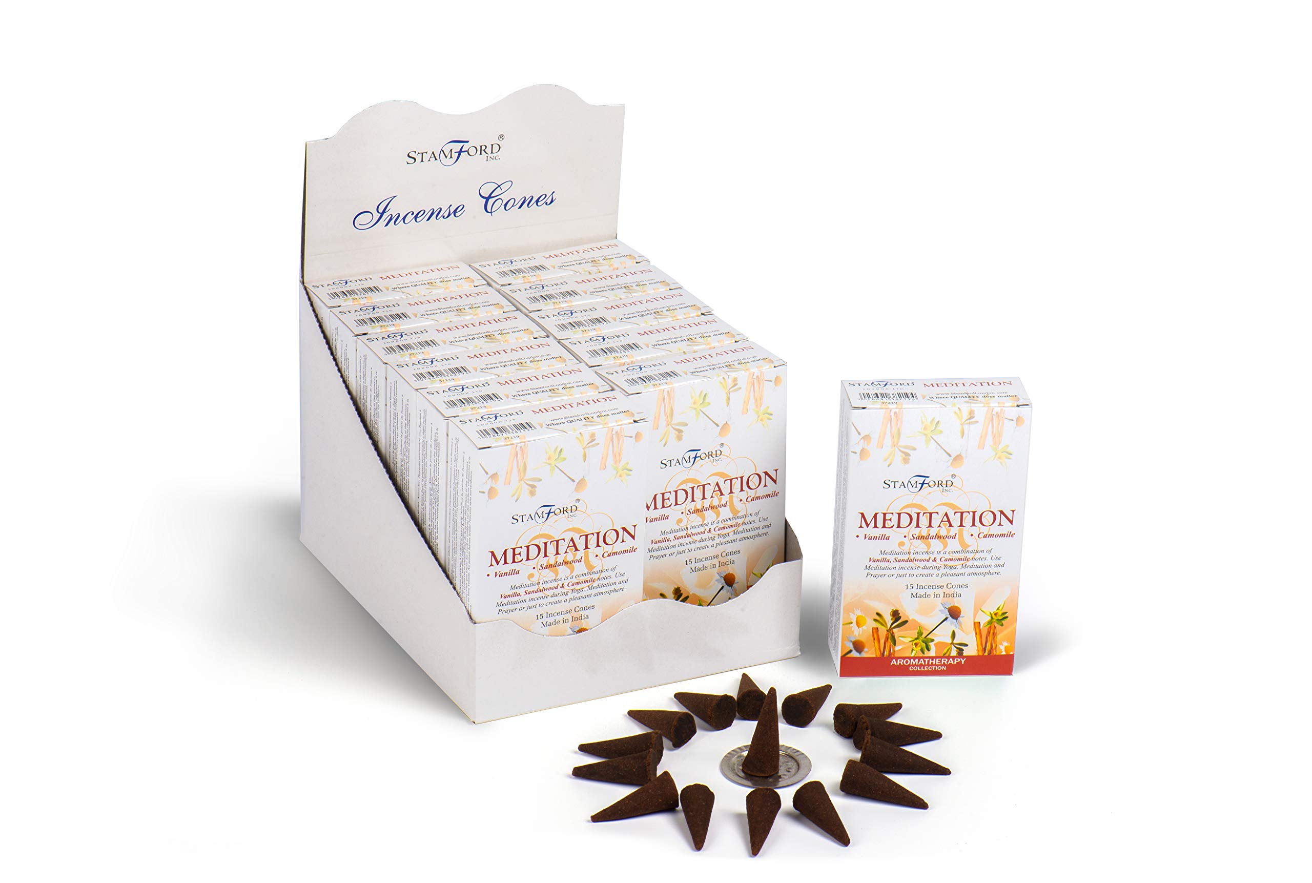 STAMFORD INC 37219 Meditation Aromatherapy Cones, 15 Cones x 12 Packs