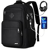 Paude Black Backpack,School Backpack for Teens Adults Laptop Bookbag for High School College Students Back Pack for Work