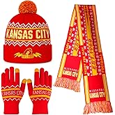 Vintage Classic Skull Cap Beanie Hat with Warm Gloves and ‌Extended Scarf Cuffed Winter Hat Knit Comes