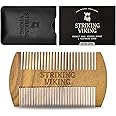 Striking Viking Sandalwood Beard and Mustache Comb Set - Pocket-Sized Wooden Comb with Fine and Coarse Teeth, Case Included - Perfect for Balms and Oils