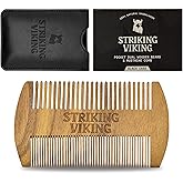 Striking Viking Sandalwood Beard Comb - Black, Small - Fine Tooth Mustache Comb for Precision Styling - Small Compact Pocket