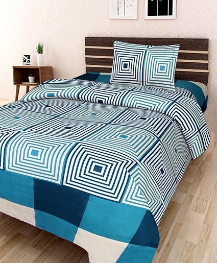 Amayra Home 3D Printed 55x86-inch 180TC Polycotton Single Bedsheet with 1 17.71x27.16-inch Pillow Cover(Multicolour)