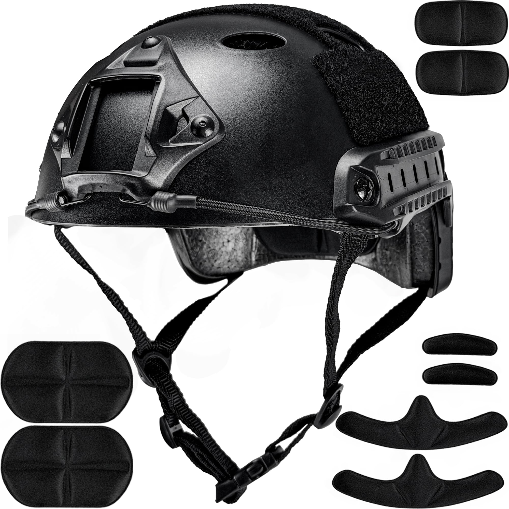 HANSTRONG GEAR Army Military Style SWAT Combat PJ Type Fast Helmet for CQB Shooting Airsoft Paintball BK