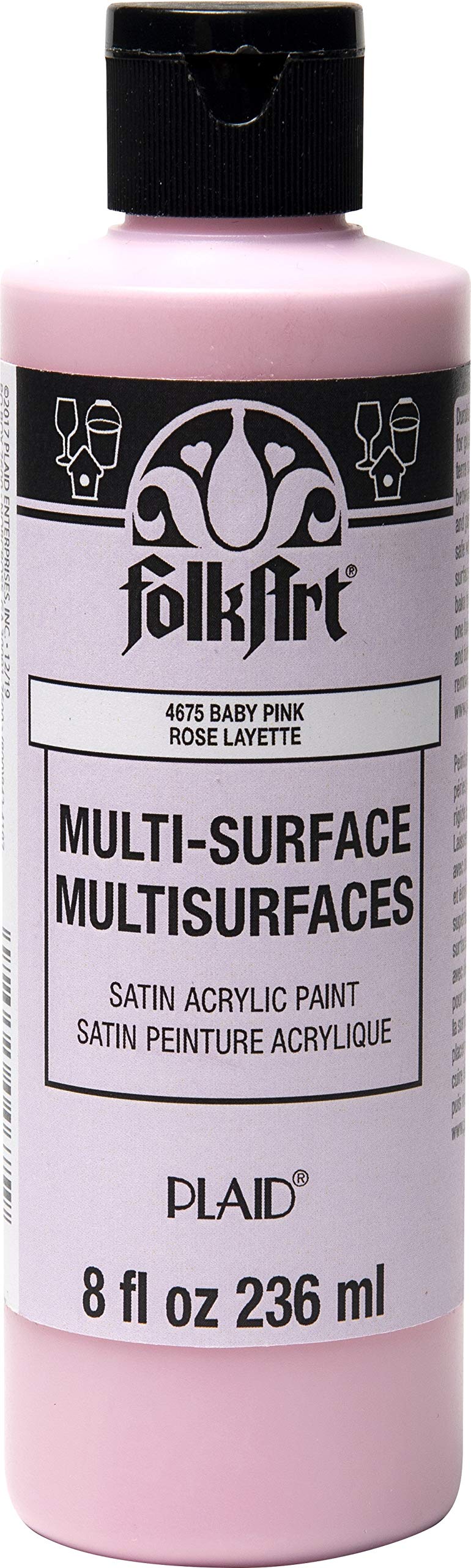 Photo 1 of **LESS THAN HALF WAY FULL** FolkArt Multi-Surface Acrylic Craft Paint, 8 oz, Baby Pink