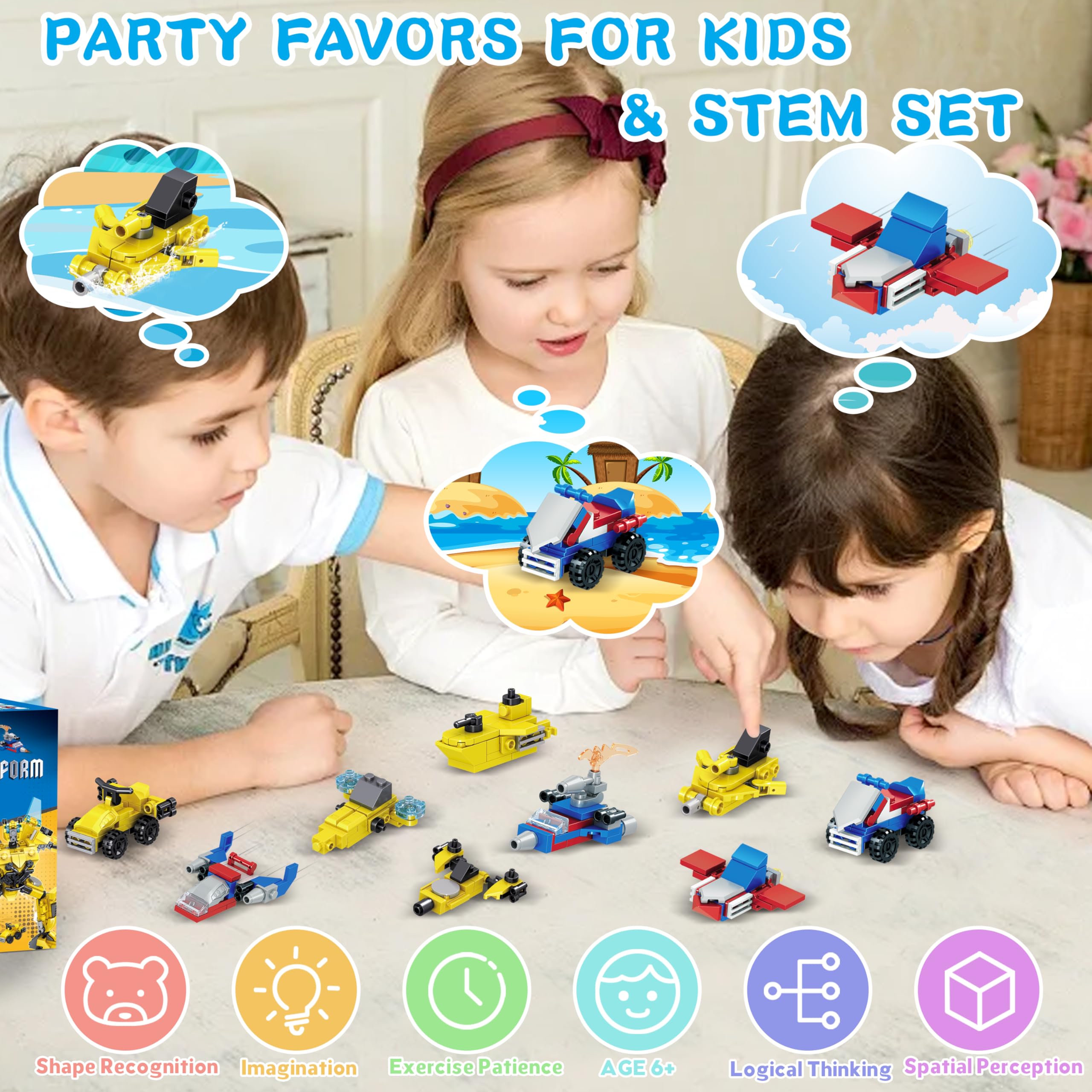 Advent Calendar 2025-24 Packs Transform Robot Building Blocks, 12-in-1 Party Favors Creative Action Mech Toy Building Set for Stocking Stuffers, Countdown to Christmas Birthday Gifts for Boys Girls