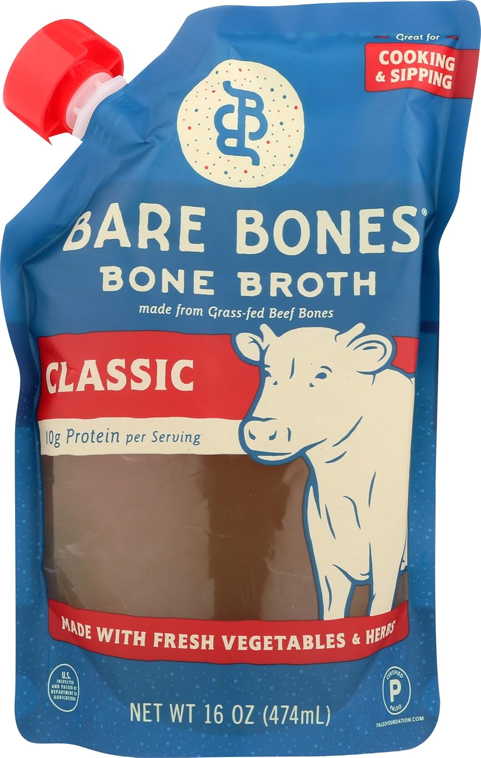 BARE BONES Beef Bone Broth, 16 FZ