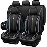 CAR Pass Nappa Leather Car Seat Covers, Durable Waterproof Luxury Universal for SUV Pick-up Truck Sedan, Anti-Slip Driver 5 S