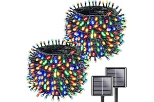 KAQ Multicolor Solar Christmas Lights 2Pack Total 180FT 500LED, Solar String Lights Outdoor Waterproof, Auto On/Off with 8 Modes Solar Twinkle Lights for Outside Tree Christmas Decorations (Multicolor)