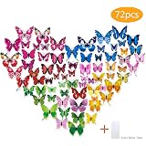 72 Stück 3D Schmetterlinge Wandsticker – Abnehmbare Deko In 3 Größen Für Party, Schlafzimmer & Büro