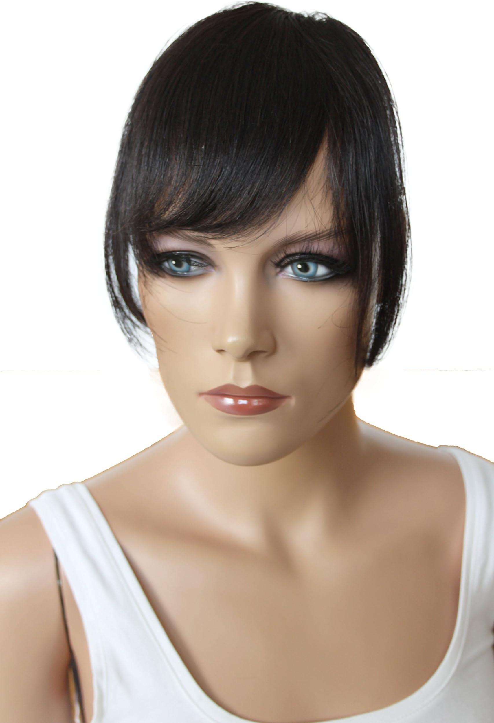 PRETTYSHOP 100% HUMAN HAIR Clip in Bangs Fringe Hair Piece Hair Extension Black-Brown H313x