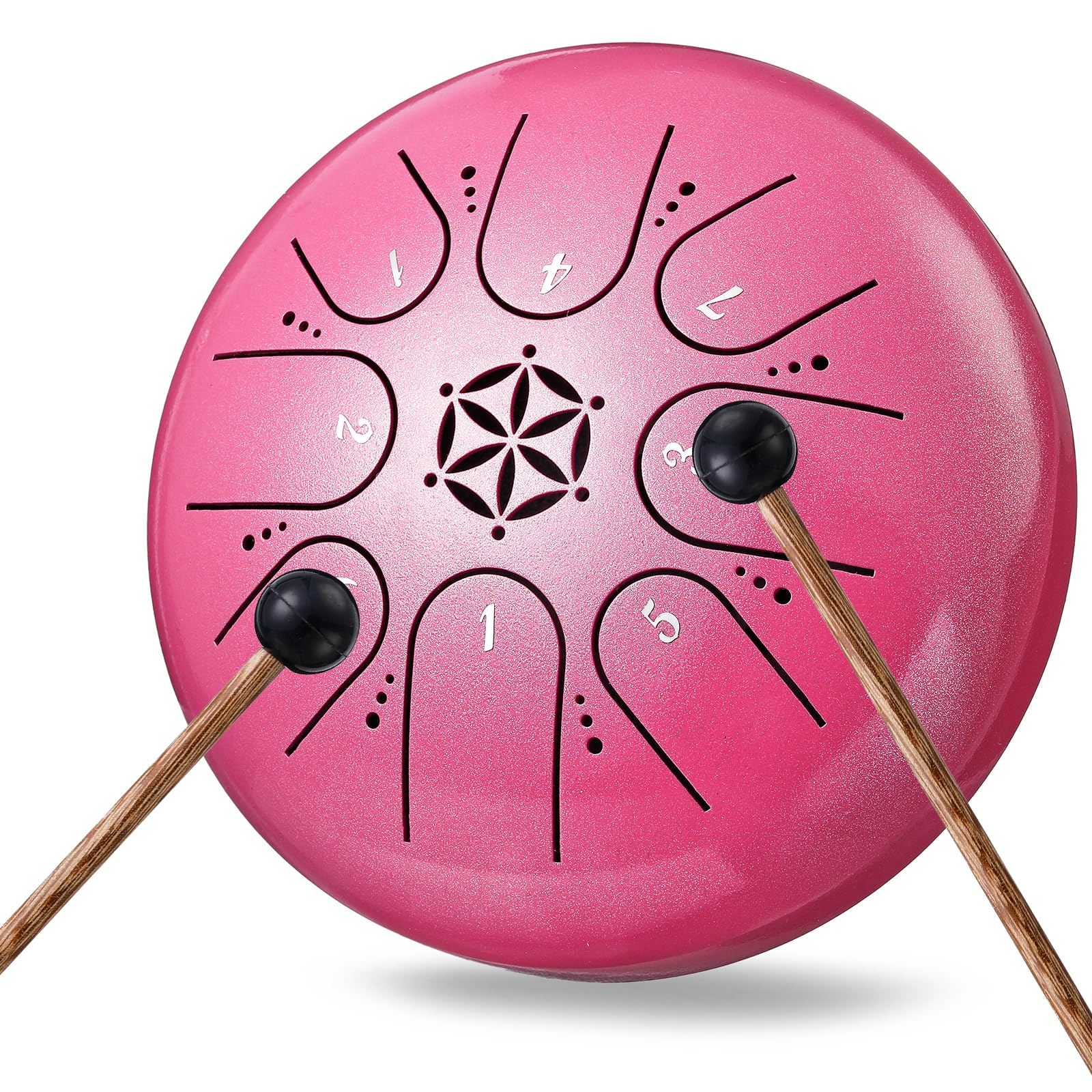 Steel Tongue Drum Hand Drums: 6 Inch 8 Notes Metal Musical Instruments, Music Gifts for Family Friends (Pink)