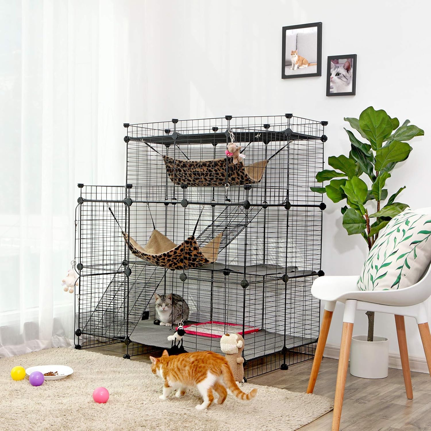 with Hammocks Ramps Doors and Locks Cat Condo Balcony Large