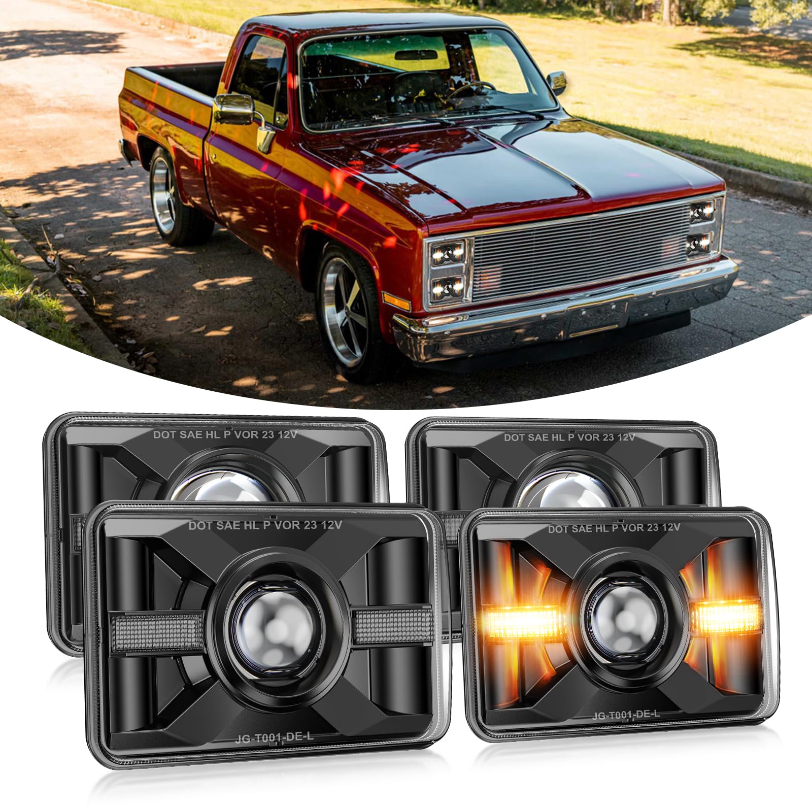 Photo 1 of 4X6 LED Headlights 100W 4PCS 1000% Brighter DOT Approved Z-Shape Cut-off Line H4651 H4652 H4656 H6545 Hi/Lo Beam Compatible with Kenworth Peterbilt Freightliner chevy C10 Camaro Monte Carlo ect.