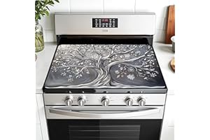 AOHMPT Multi-Design Stove Cover for Glass/Electric Stoves - 3-in-1 Heat-Resistant Protector Mat, Non-Slip Drying Rack 28"x20"