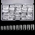 Full Cover Acrylic False Nail Tips, 500PCS Fake Nail Shape Artificial False Nails Tips 10 Sizes with Case for Nail Art Salons and Home DIY(Clear)