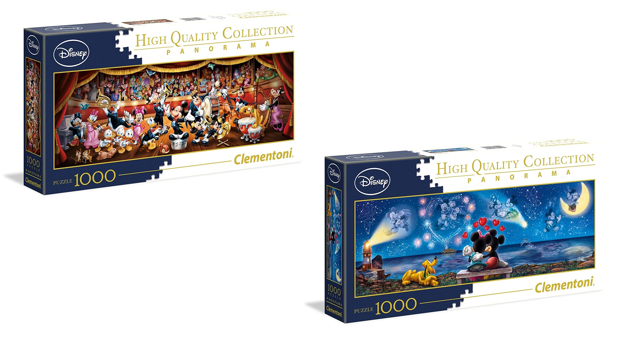 Disney 2 x 1000 piece Panorama Jigsaws Mickey & Minnie Mouse - Double Pack, each 98x33cm / 38x13