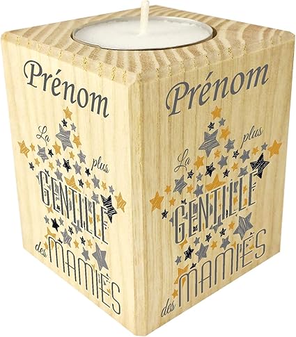 Bougie Personnalisee La Plus Gentille Des Mamies Porte Bougie En Bois Personnalise Avec Le Prenom De Mamie Cadeau Noel Anniversaire Fete Des Grands Meres Cadeau Personnalisable Pour Mamy Amazon Fr