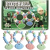 Football Candy Bracelets, Sports Themed Edible Jewelry, Individually Wrapped Team Party Favors, 24 Count, 10.16 Ounces