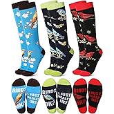 Glitopper 3 Pairs Winter Knee High Sock Gifts Fuzzy Novelty Funny Knee High Sock for Women Girls