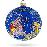 Angels Singing to Baby Jesus Glass Ball Christmas Ornament 4 Inches